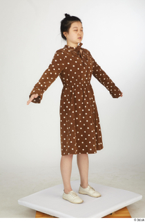  Aera brown dots dress casual dressed standing white oxford shoes whole body 0016.jpg